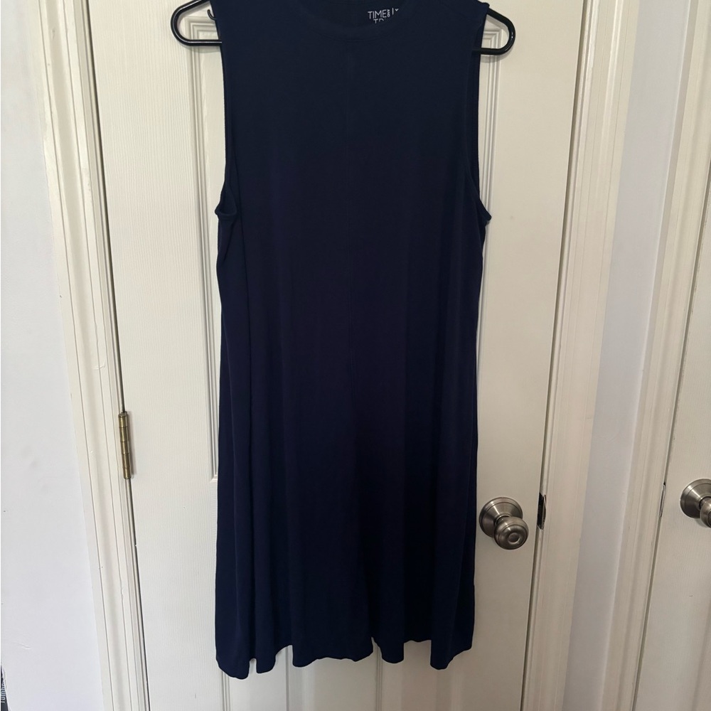 Time and Tru Blue Sleeveless High Neck A-line Dress